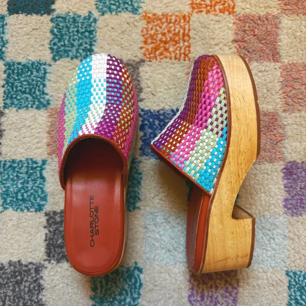 RARE Charlotte Stone Martino Platform Clog in Carnival - Size 8